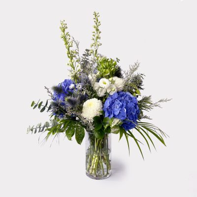 Bubbly Blues Bouquet in Vase Arrangement