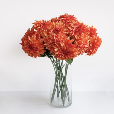 Dahlia Orange Artificial Faux Flowers