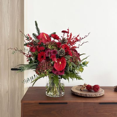 Jingle All The Way Red and Gold Christmas Flower