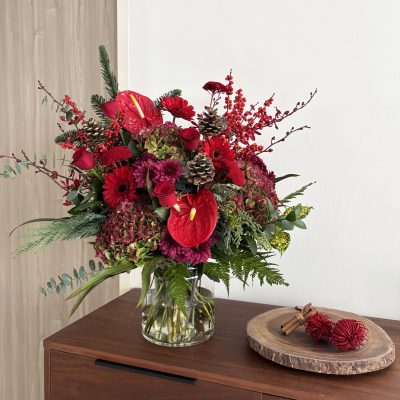 Jingle All The Way Red and Gold Christmas Flower