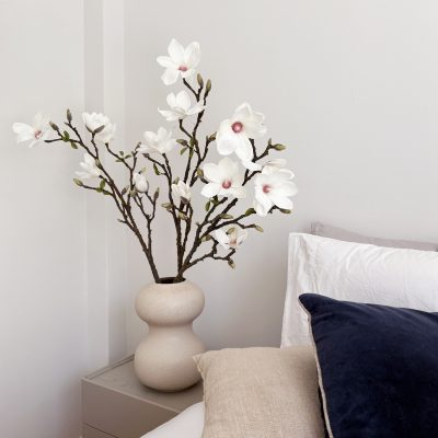 Magnolia Branch Large White Artificial Faux Flowers