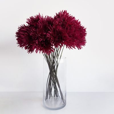 Mum Stem Burgundy Artificial Faux Flowers