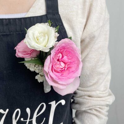 Pink-Boutonnieres-Groom-Wedding-Flowers