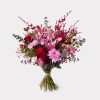 Red Velvet Rose Bouquet with Pink Lilies